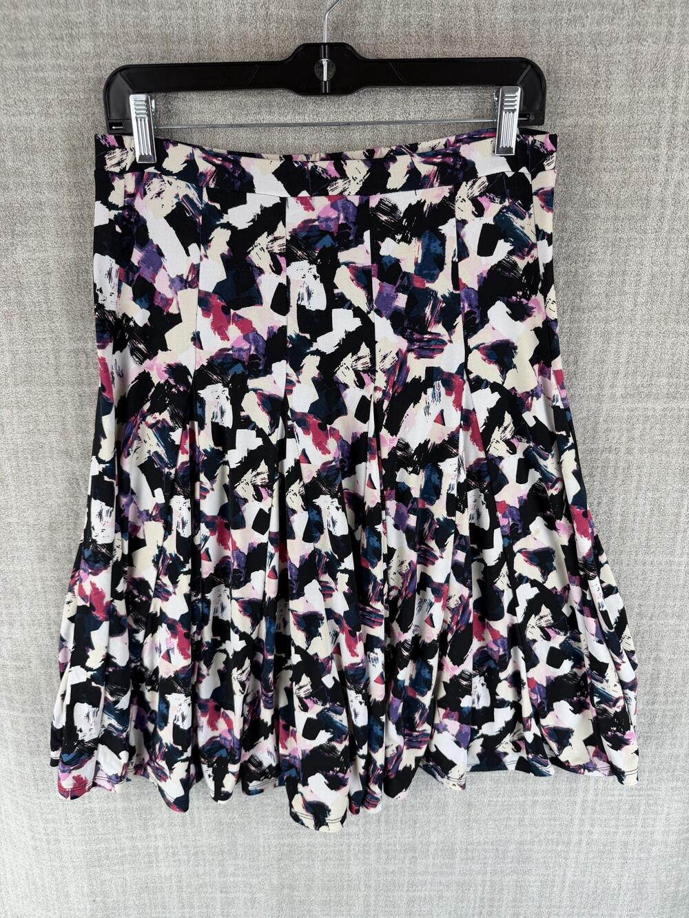 Skirt Womens S Multicolor Pleated Knee Length Jersey Pull On Stretch Workwear